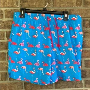 George Blue Flamingo Swim Trunks